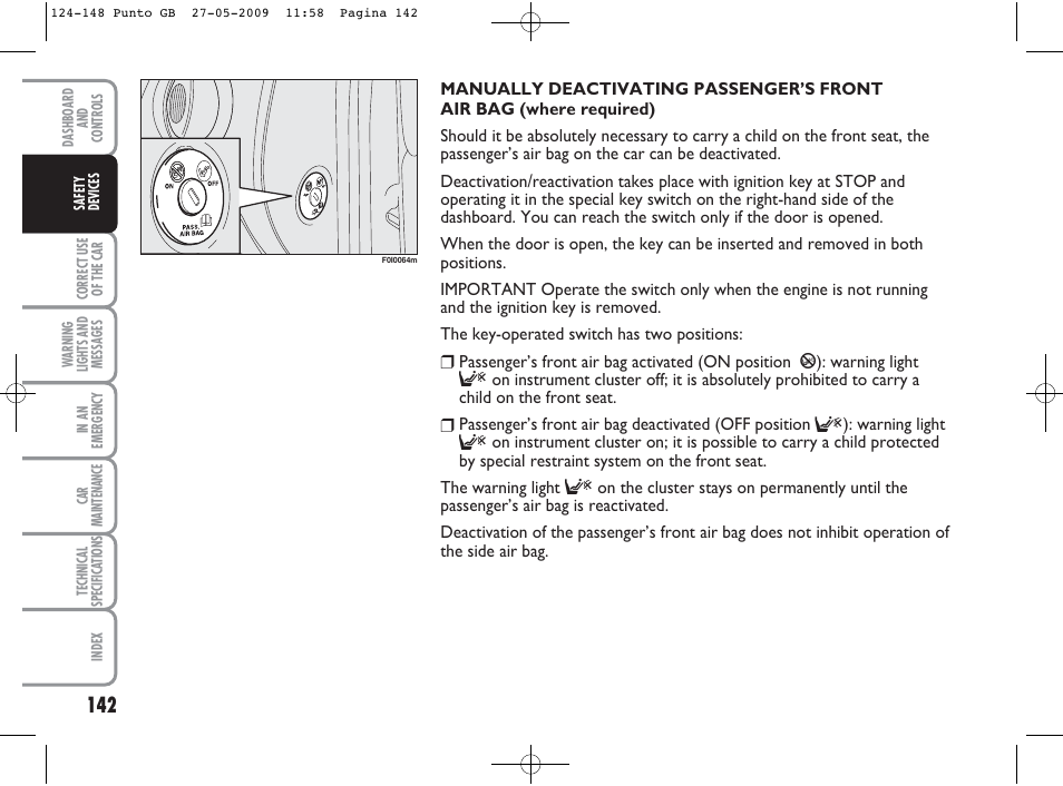 FIAT Punto User Manual | Page 143 / 282