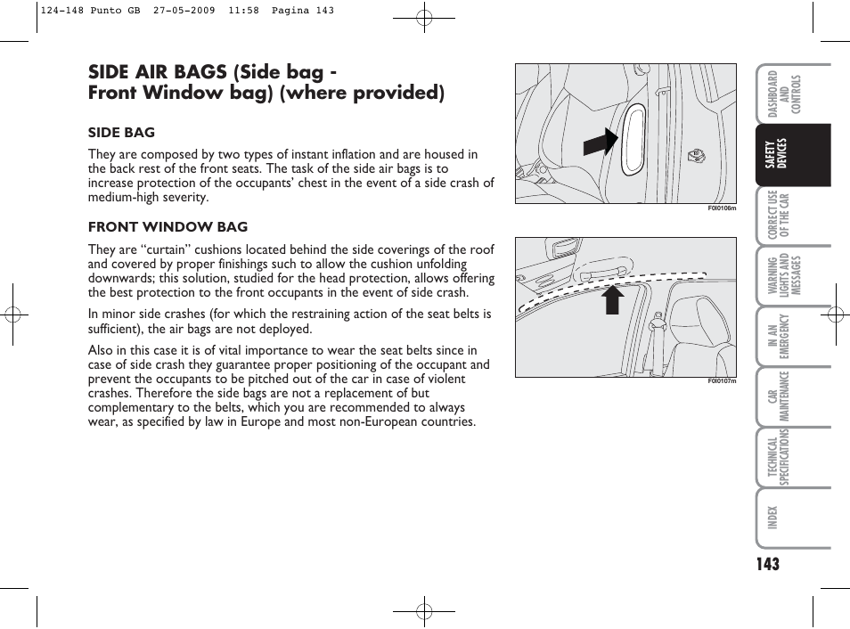 FIAT Punto User Manual | Page 144 / 282