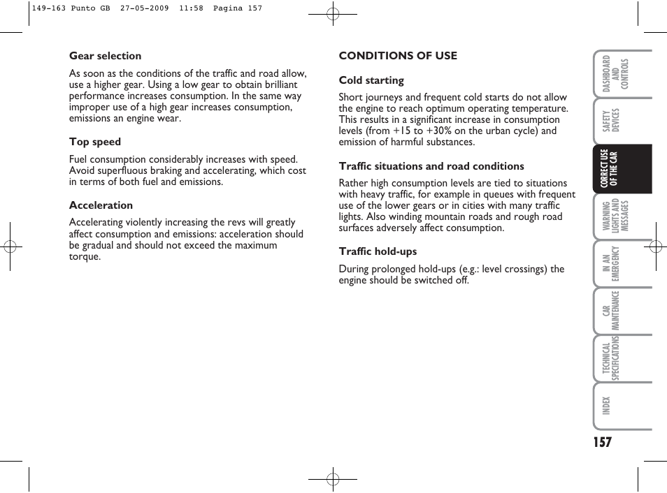 FIAT Punto User Manual | Page 158 / 282