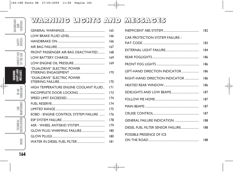 FIAT Punto User Manual | Page 165 / 282