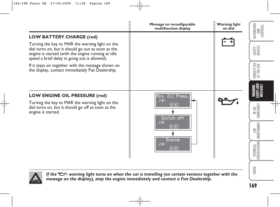 FIAT Punto User Manual | Page 170 / 282