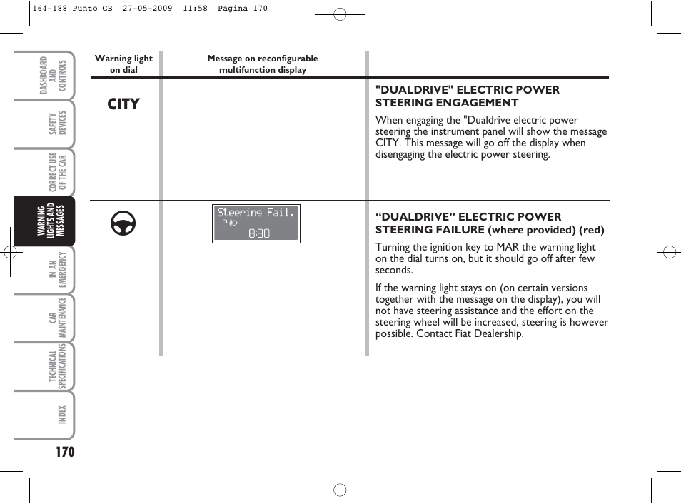 City | FIAT Punto User Manual | Page 171 / 282