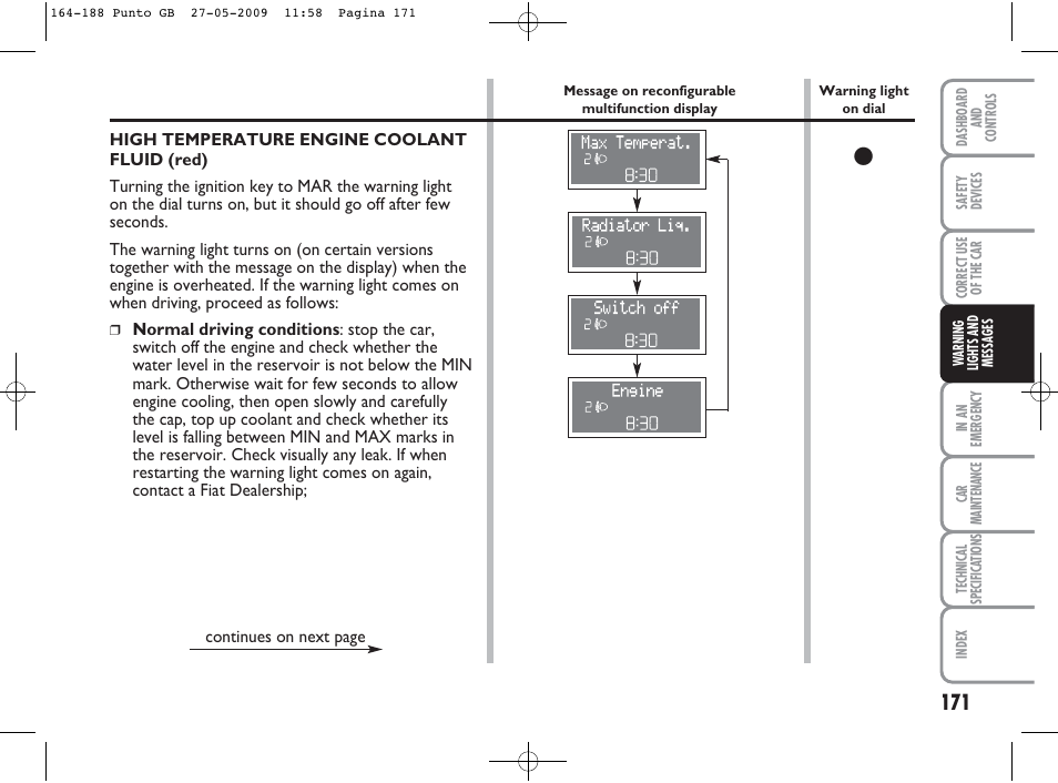 FIAT Punto User Manual | Page 172 / 282