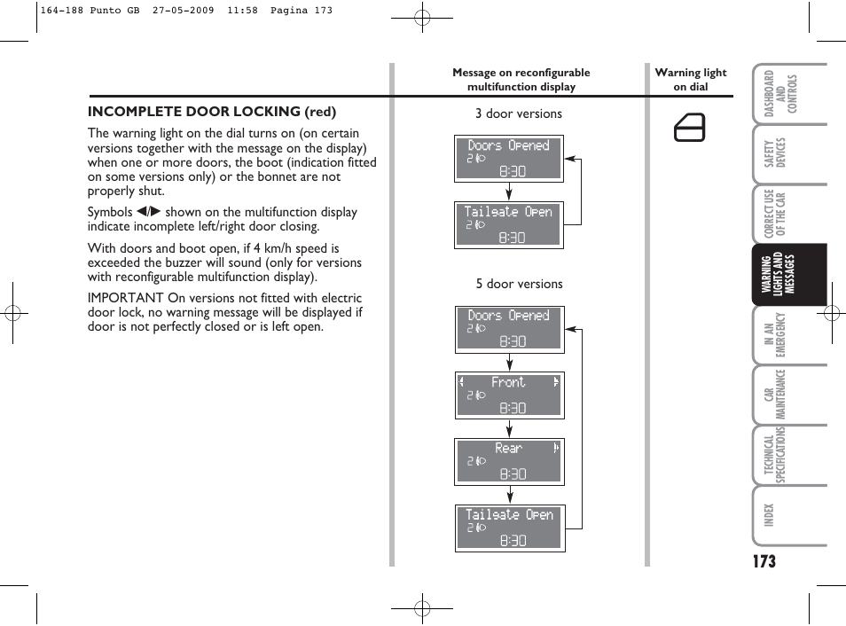 FIAT Punto User Manual | Page 174 / 282