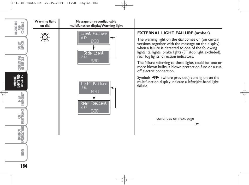 FIAT Punto User Manual | Page 185 / 282