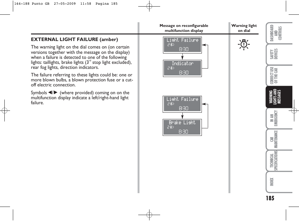 FIAT Punto User Manual | Page 186 / 282