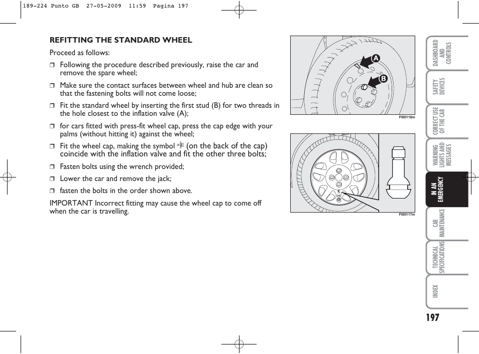 FIAT Punto User Manual | Page 198 / 282