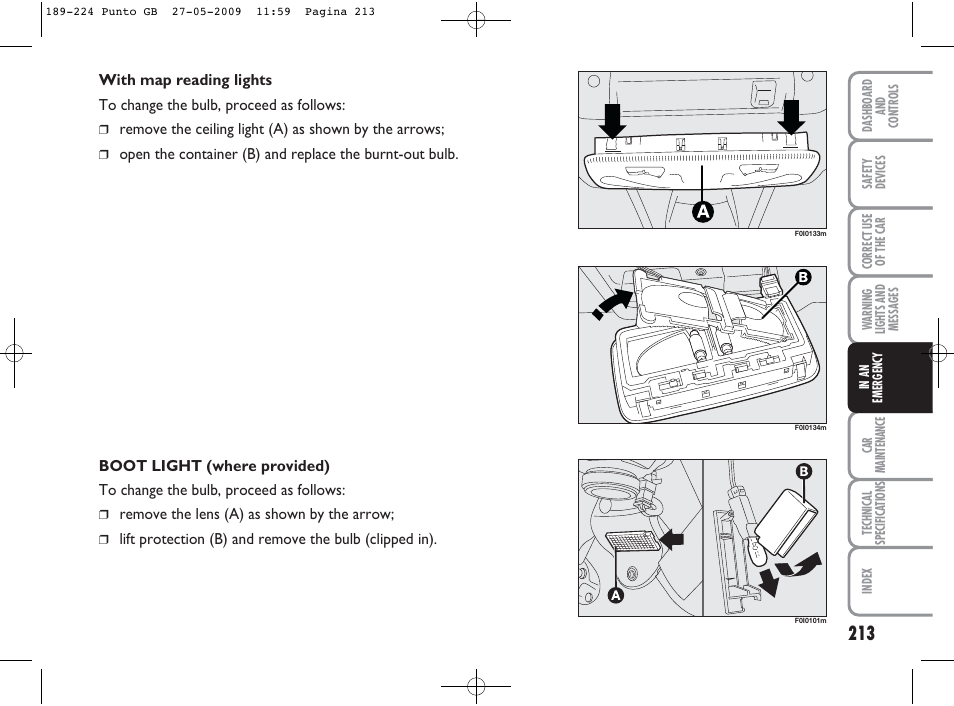 FIAT Punto User Manual | Page 214 / 282