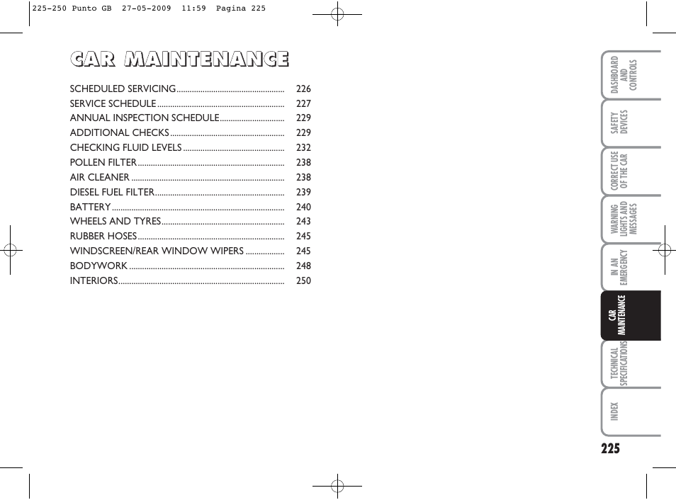 FIAT Punto User Manual | Page 226 / 282