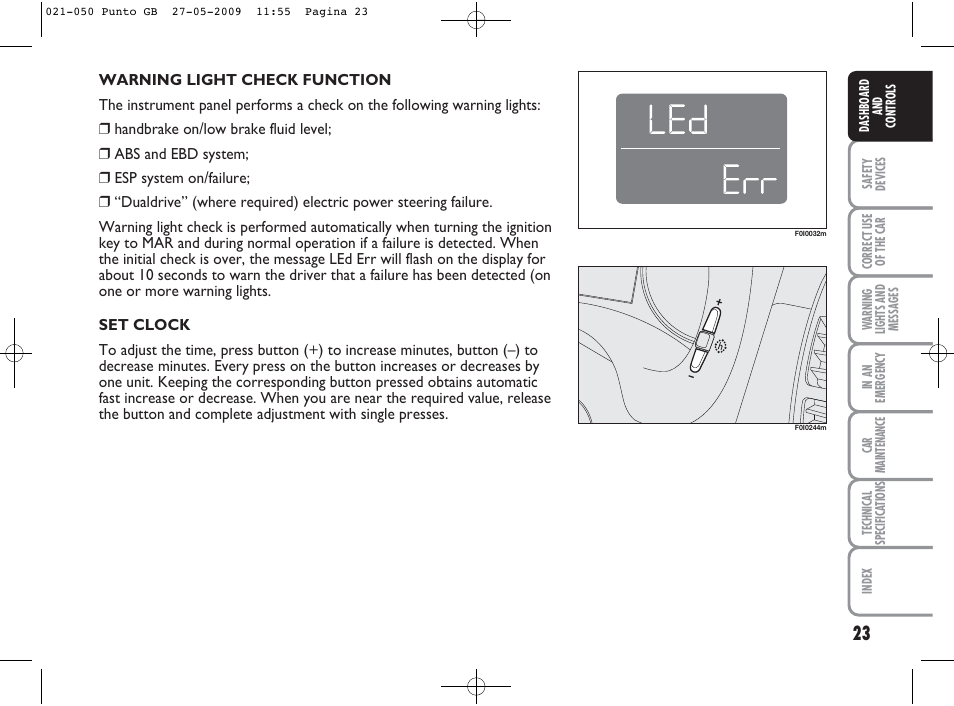 FIAT Punto User Manual | Page 24 / 282