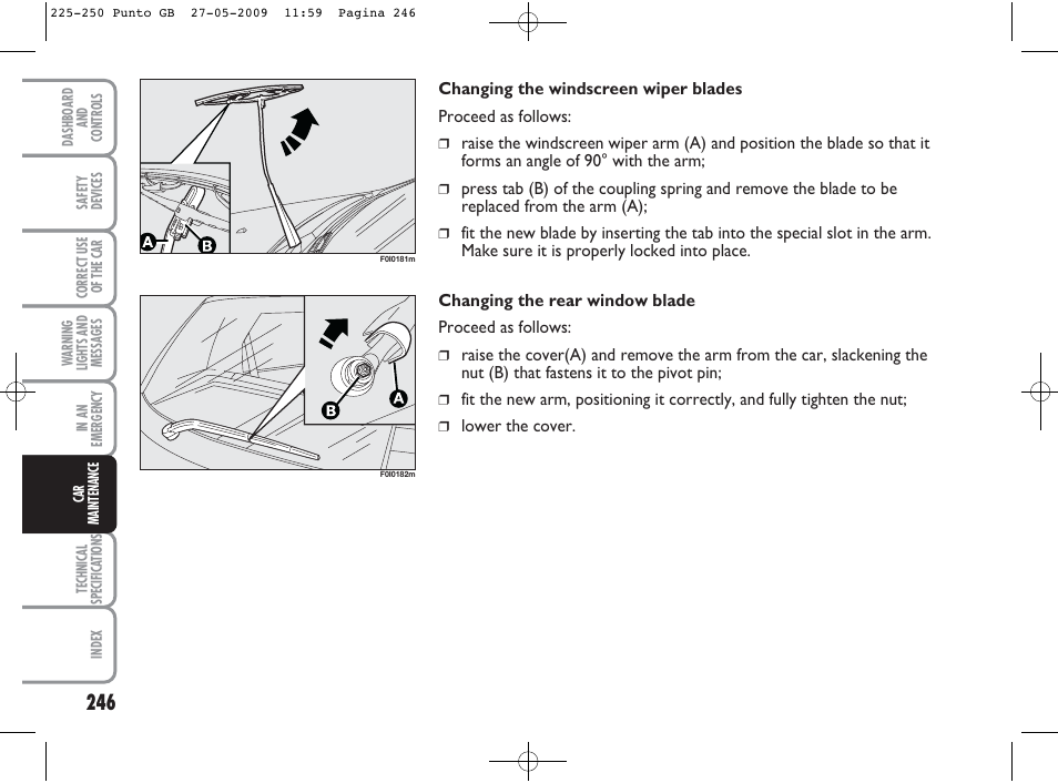 FIAT Punto User Manual | Page 247 / 282
