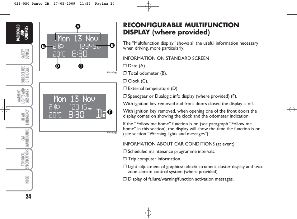 FIAT Punto User Manual | Page 25 / 282