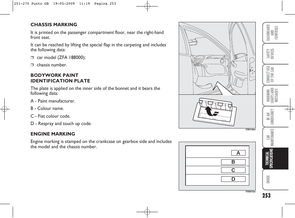 FIAT Punto User Manual | Page 254 / 282