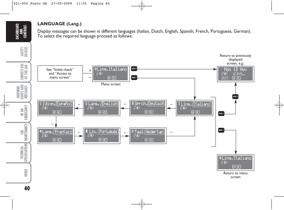 FIAT Punto User Manual | Page 41 / 282