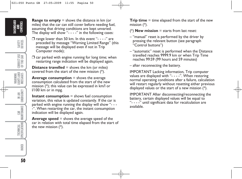 FIAT Punto User Manual | Page 51 / 282