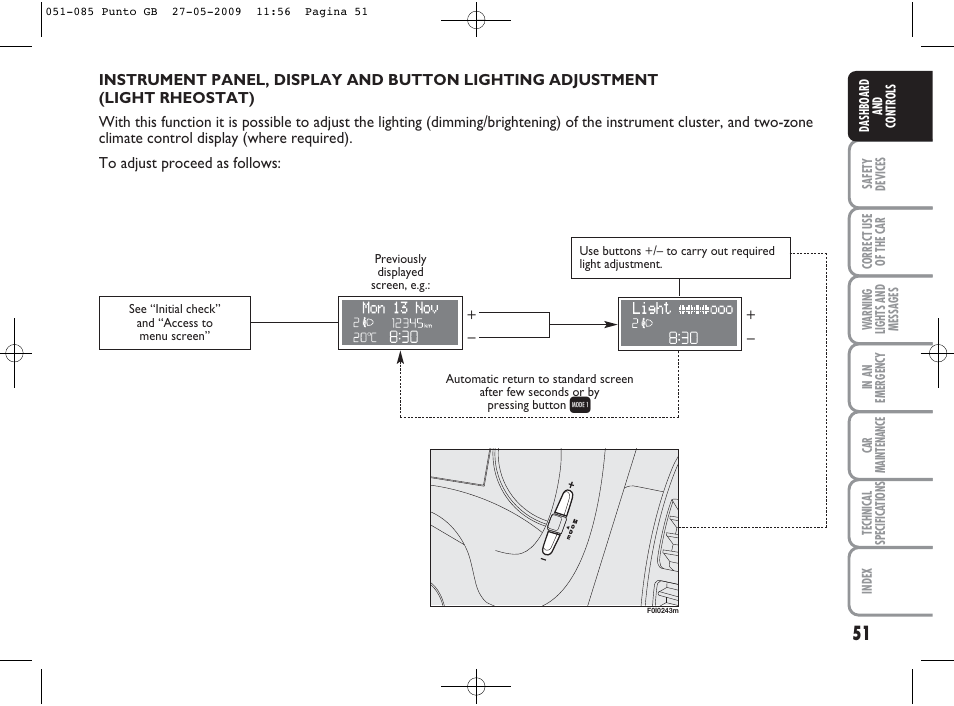 FIAT Punto User Manual | Page 52 / 282
