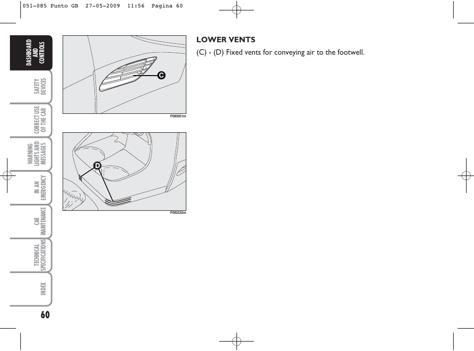 FIAT Punto User Manual | Page 61 / 282