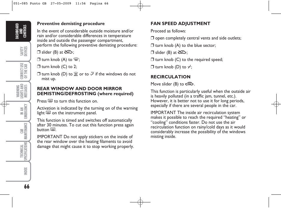 FIAT Punto User Manual | Page 67 / 282