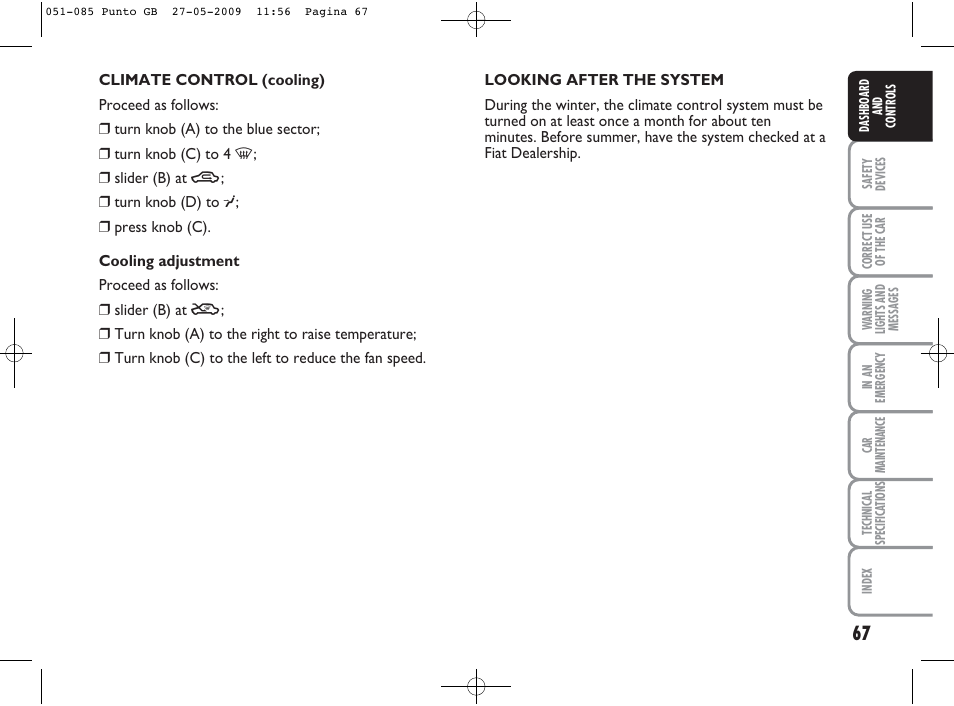 FIAT Punto User Manual | Page 68 / 282