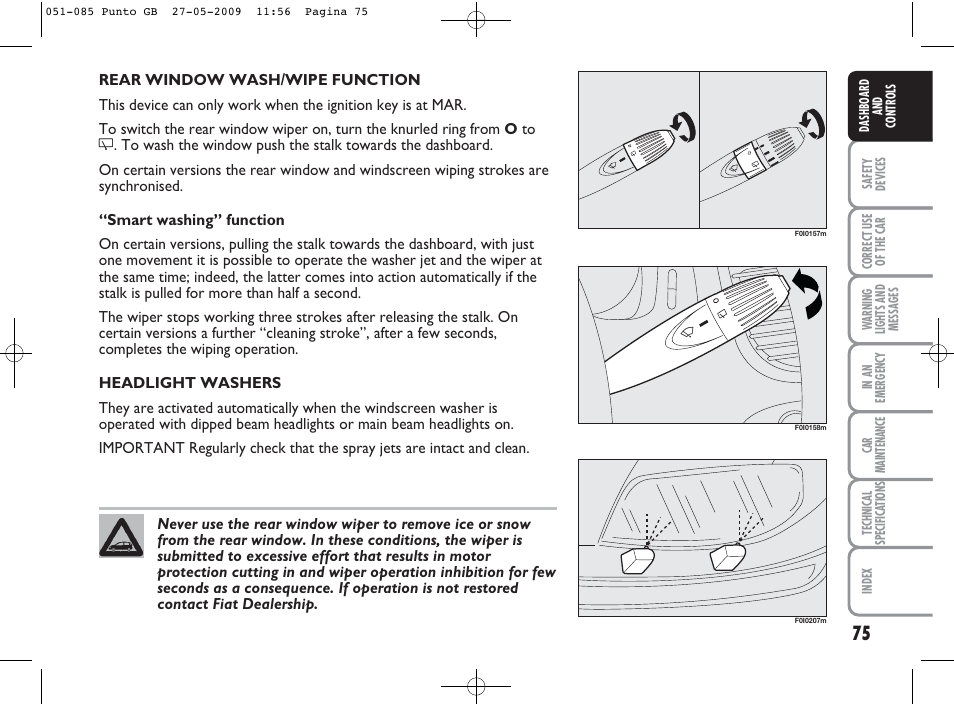 FIAT Punto User Manual | Page 76 / 282