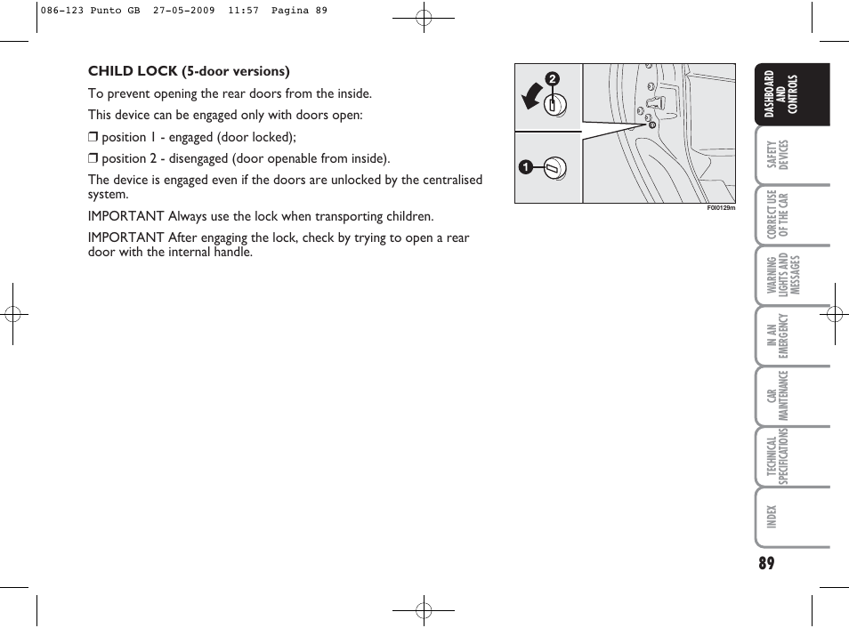 FIAT Punto User Manual | Page 90 / 282