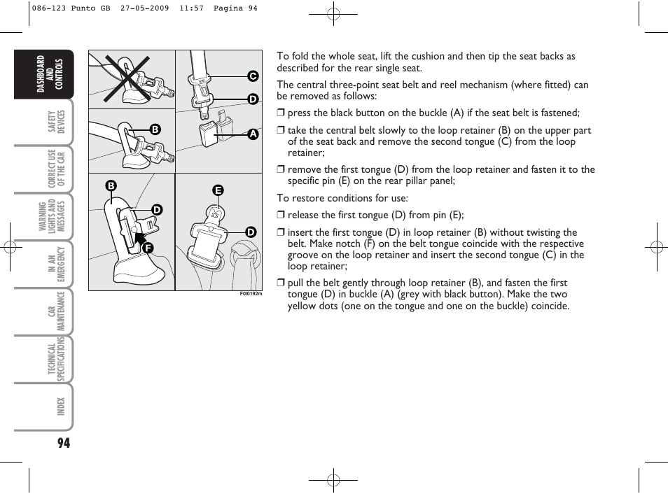 FIAT Punto User Manual | Page 95 / 282