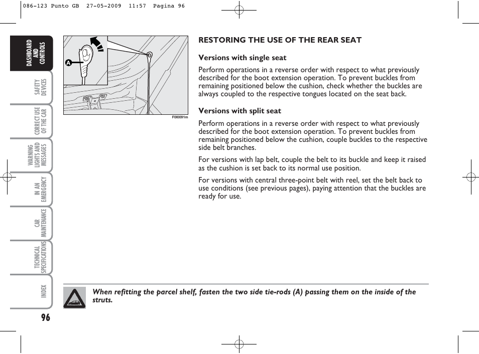 FIAT Punto User Manual | Page 97 / 282