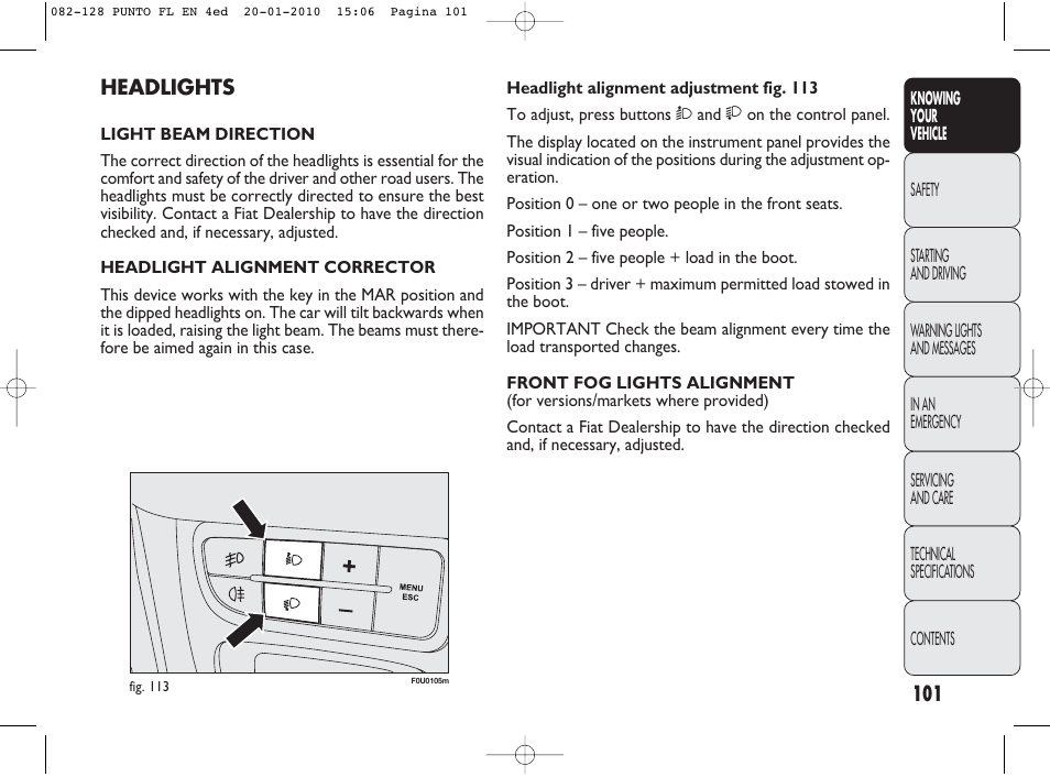 FIAT Punto Evo User Manual | Page 102 / 270