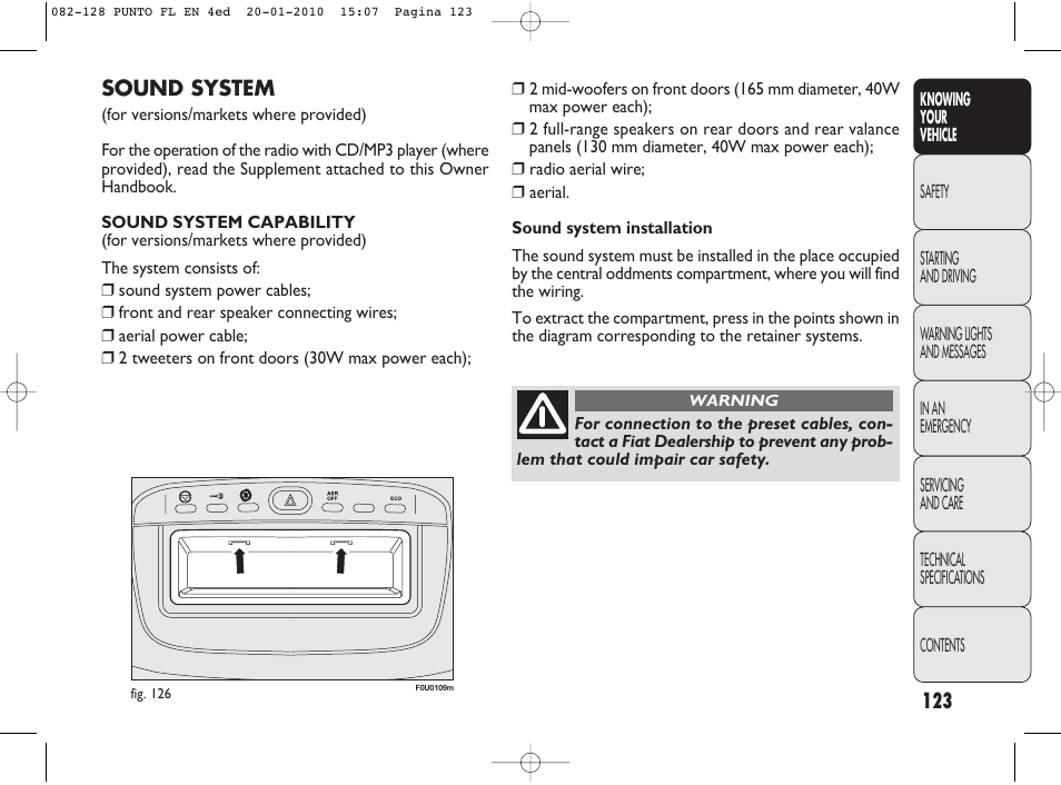 FIAT Punto Evo User Manual | Page 124 / 270