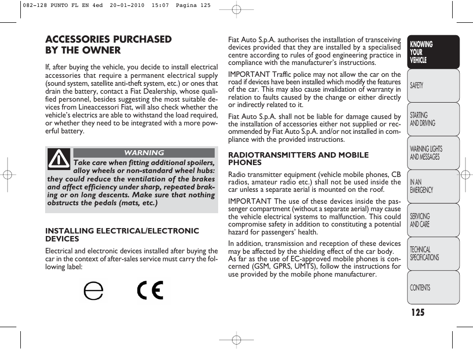 FIAT Punto Evo User Manual | Page 126 / 270