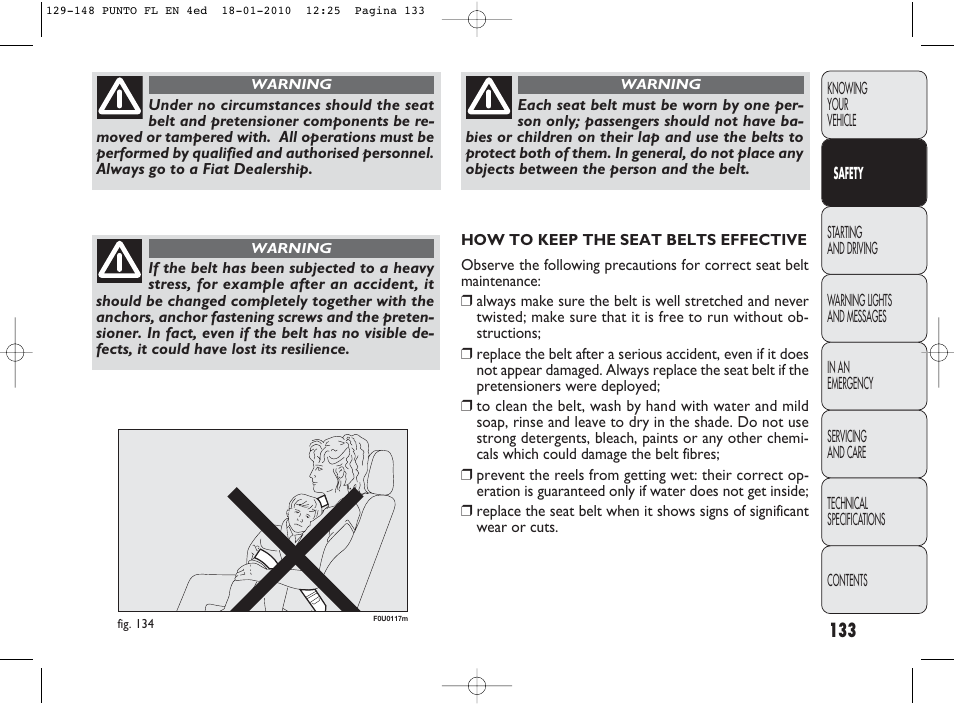 FIAT Punto Evo User Manual | Page 134 / 270