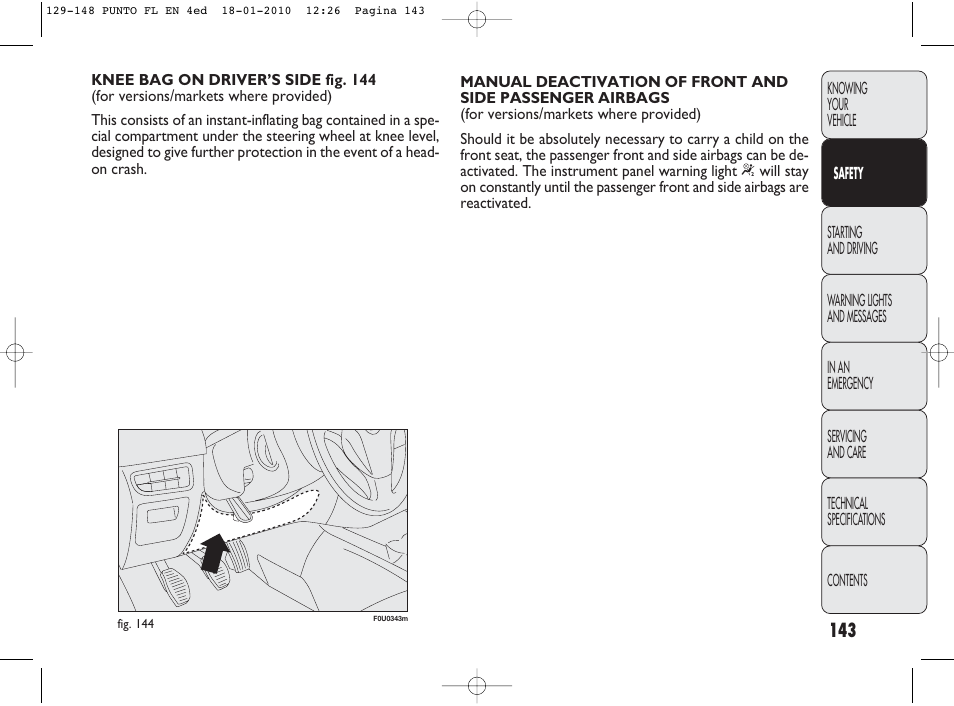 FIAT Punto Evo User Manual | Page 144 / 270