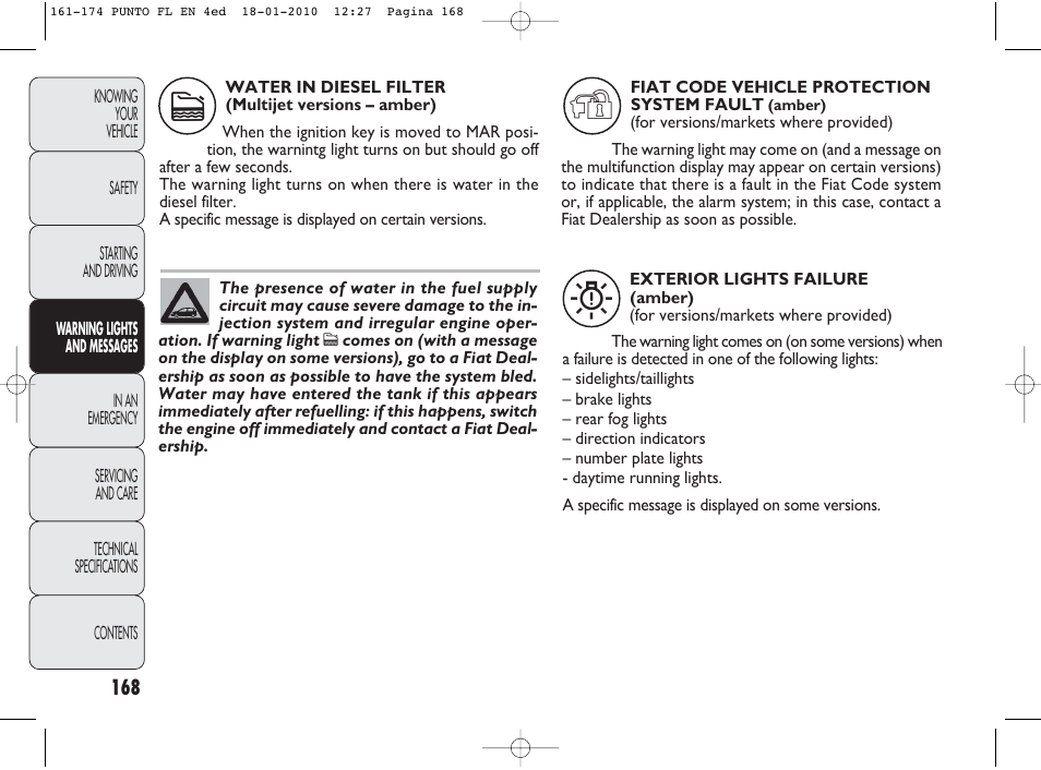 FIAT Punto Evo User Manual | Page 169 / 270