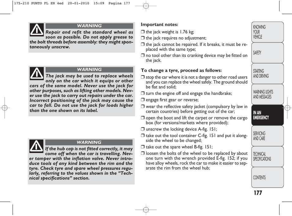 FIAT Punto Evo User Manual | Page 178 / 270