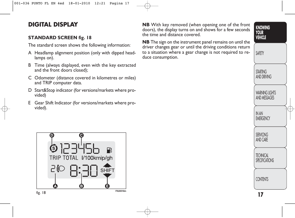 FIAT Punto Evo User Manual | Page 18 / 270
