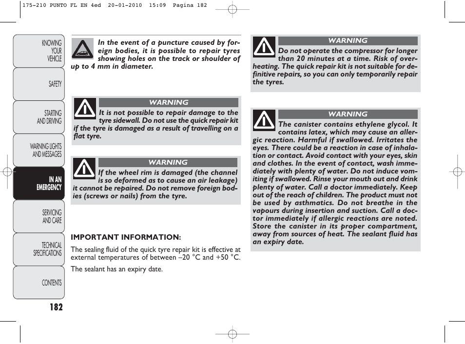 FIAT Punto Evo User Manual | Page 183 / 270