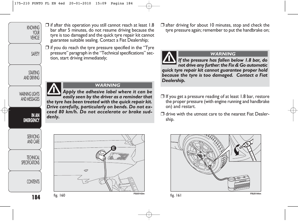 FIAT Punto Evo User Manual | Page 185 / 270