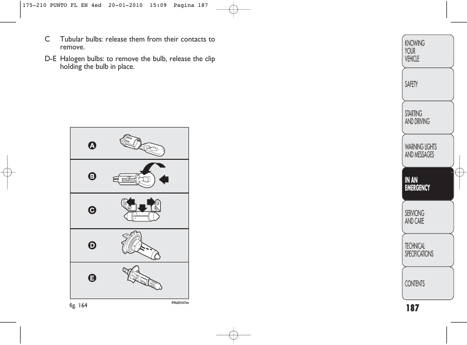 FIAT Punto Evo User Manual | Page 188 / 270