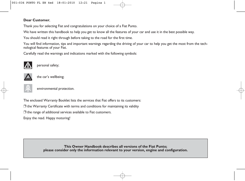 FIAT Punto Evo User Manual | Page 2 / 270