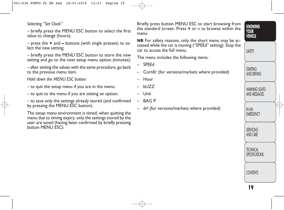 FIAT Punto Evo User Manual | Page 20 / 270