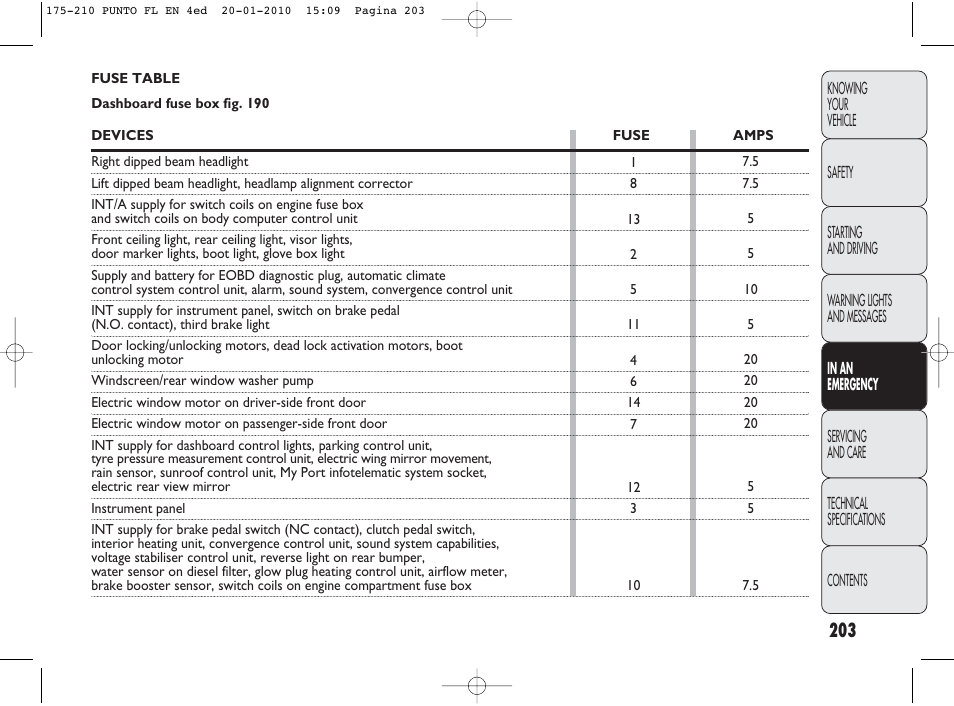 FIAT Punto Evo User Manual | Page 204 / 270