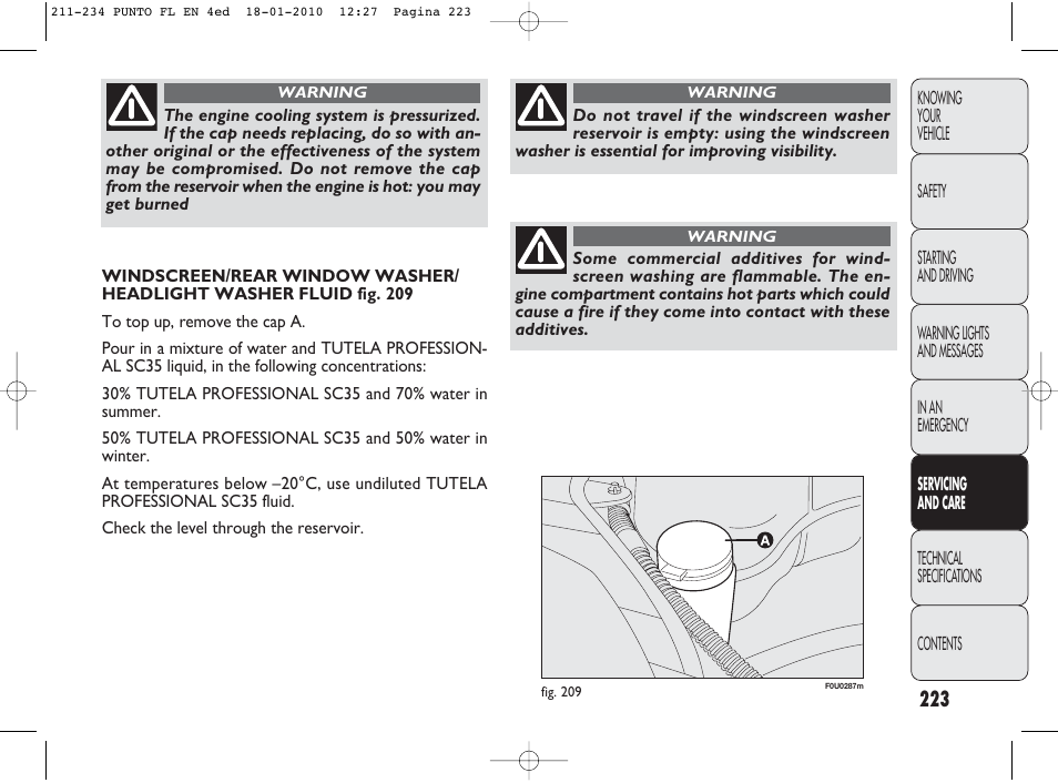 FIAT Punto Evo User Manual | Page 224 / 270