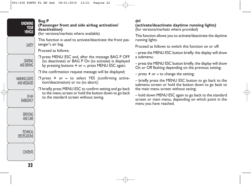FIAT Punto Evo User Manual | Page 23 / 270