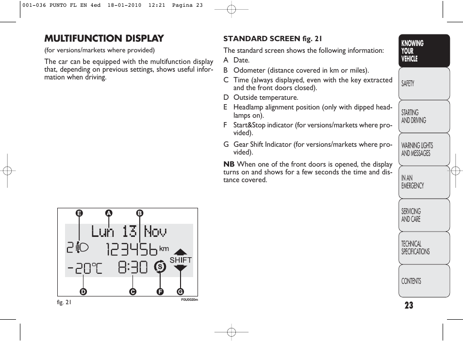 FIAT Punto Evo User Manual | Page 24 / 270