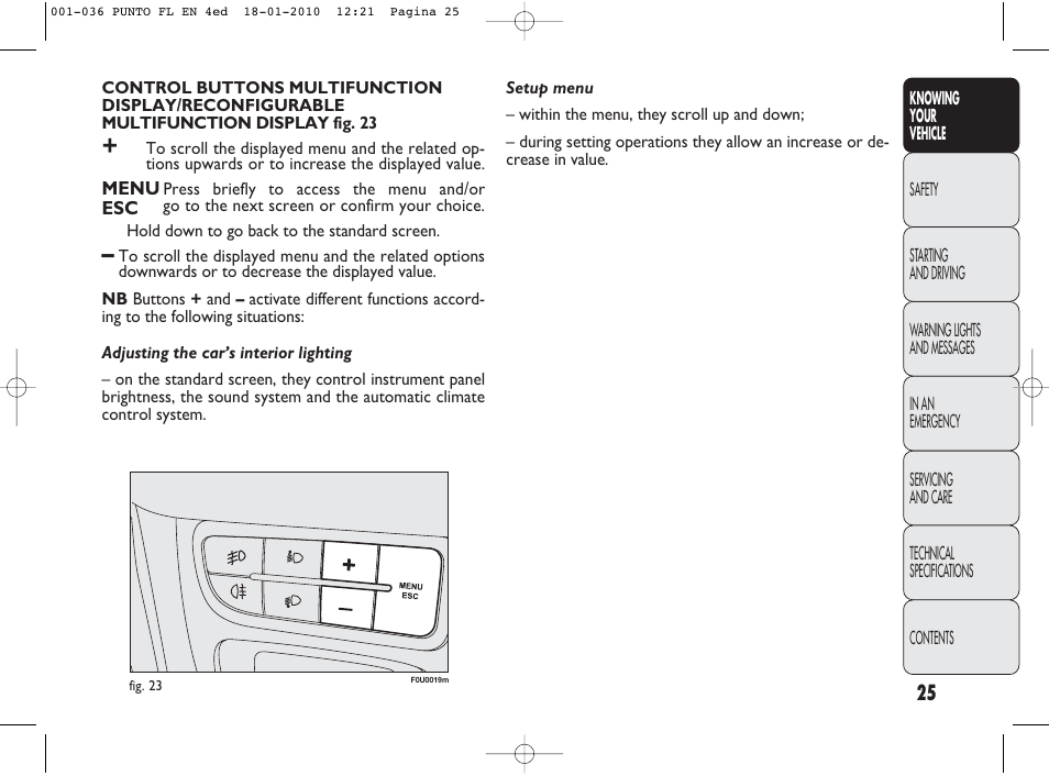 FIAT Punto Evo User Manual | Page 26 / 270