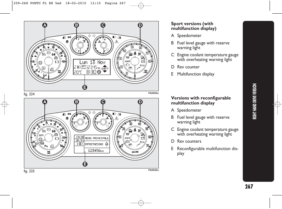 FIAT Punto Evo User Manual | Page 268 / 270