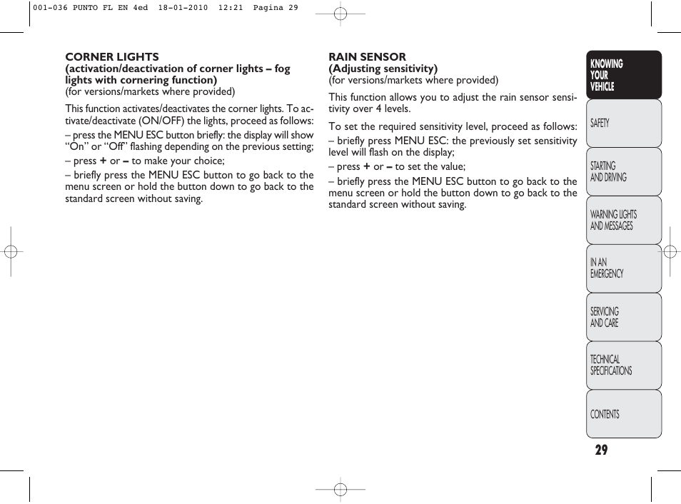 FIAT Punto Evo User Manual | Page 30 / 270