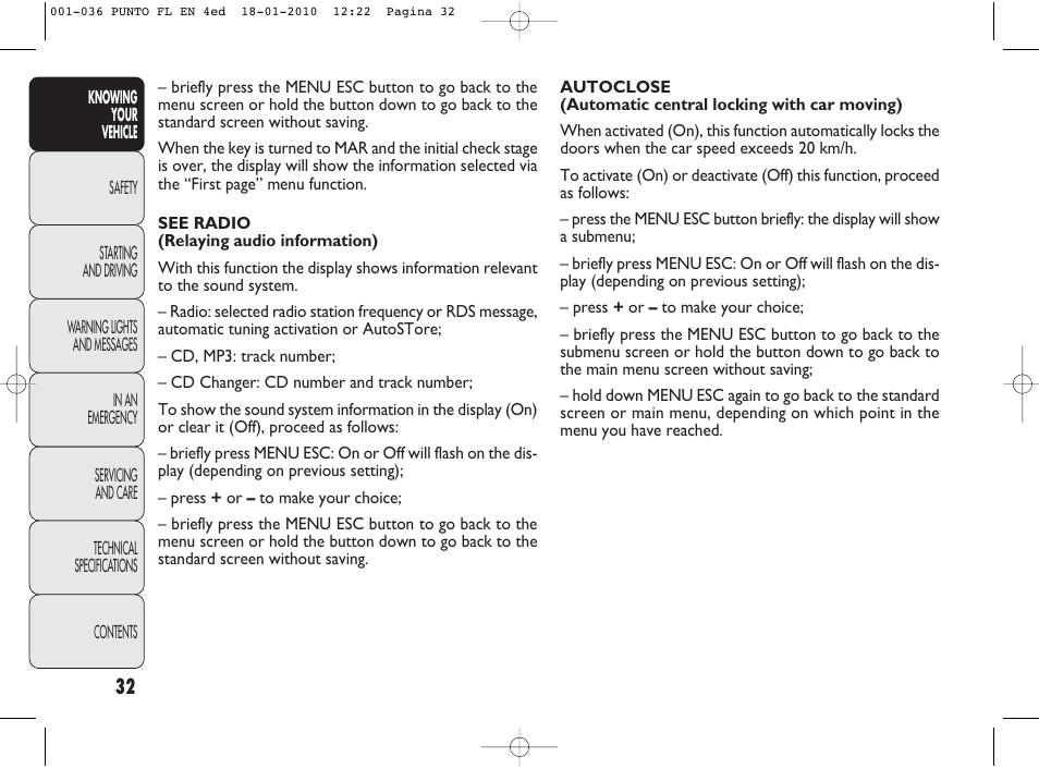 FIAT Punto Evo User Manual | Page 33 / 270