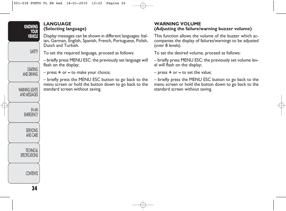 FIAT Punto Evo User Manual | Page 35 / 270