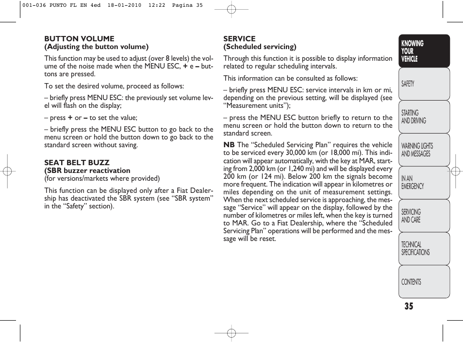 FIAT Punto Evo User Manual | Page 36 / 270